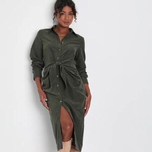 Lulu's Deep Green Long Sleeve Dress